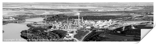 Aerial Panorama view Oil Refinery near Oilsands mining  Print by Spotmatik 