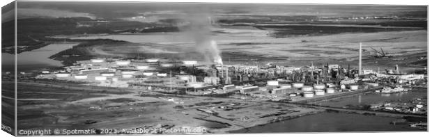 Aerial Panoramic of view Petrochemical Oil Refinery Canada Canvas Print by Spotmatik 