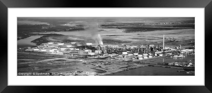 Aerial Panoramic of view Petrochemical Oil Refinery Canada Framed Mounted Print by Spotmatik 