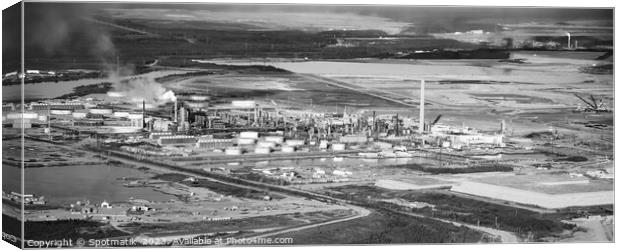 Aerial Panorama view of Petrochemical oil refinery Canada Canvas Print by Spotmatik 