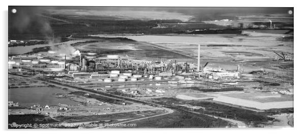 Aerial Panorama view of Petrochemical oil refinery Canada Acrylic by Spotmatik 