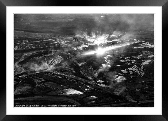 Aerial Canadian view of Oilsands Industrial surface mining  Framed Mounted Print by Spotmatik 