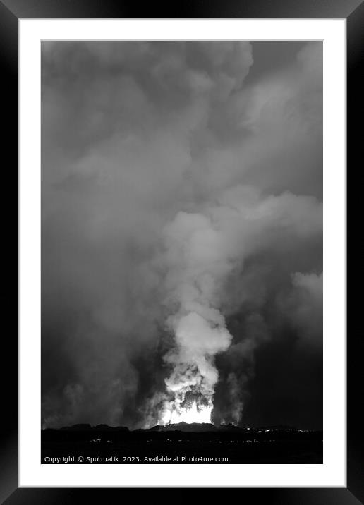 Active Holuhraun smoke and ash volcano eruption Iceland Framed Mounted Print by Spotmatik 