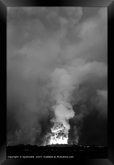 Active Holuhraun smoke and ash volcano eruption Iceland Framed Print by Spotmatik 