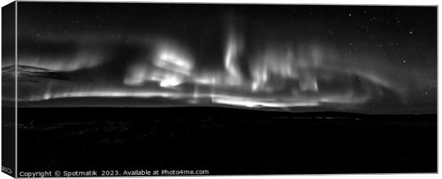 Panorama view of Aurora Borealis Northern lights  Canvas Print by Spotmatik 