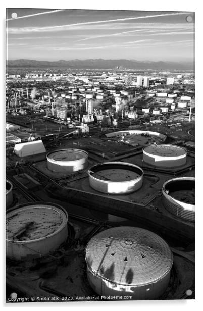 Aerial view of Industrial coastal Petrochemical refinery Acrylic by Spotmatik 