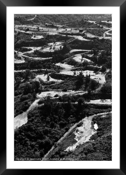 Aerial downtown view of Los Angeles Ingelwood Oil Field USA Framed Mounted Print by Spotmatik 
