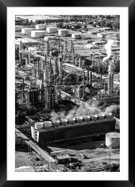 Aerial view of petrochemical production plant Los Angeles  Framed Mounted Print by Spotmatik 