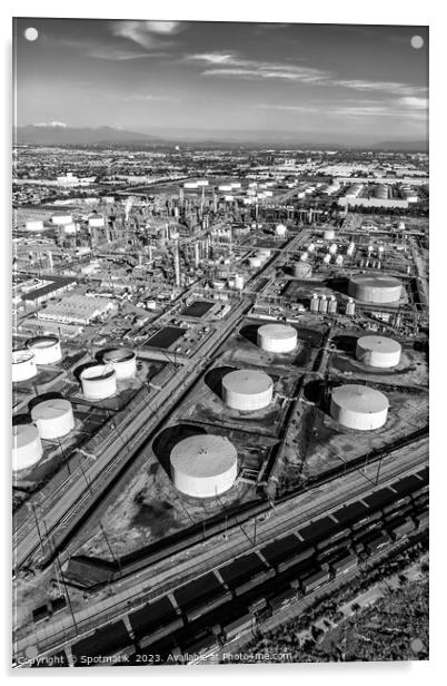 Aerial view oil refinery near Los Angeles California  Acrylic by Spotmatik 