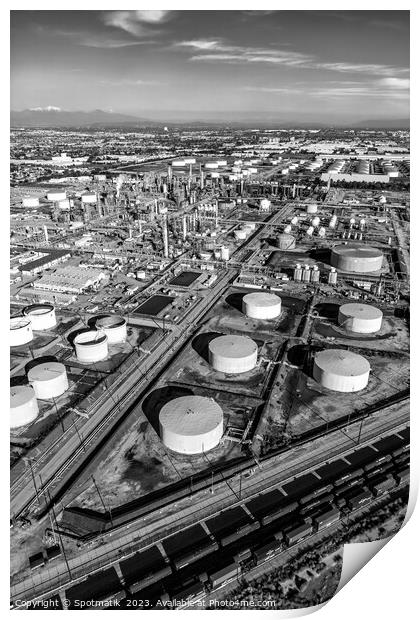 Aerial view oil refinery near Los Angeles California  Print by Spotmatik 