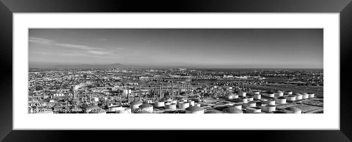 Panorama aerial view refinery oil storage Los Angeles  Framed Mounted Print by Spotmatik 