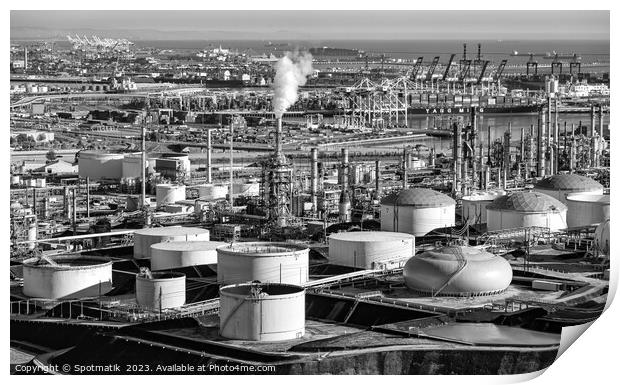 Aerial view of oil storage facility Los Angeles  Print by Spotmatik 
