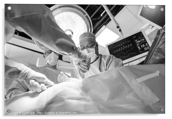 Medical surgical team wearing scrub operating  Acrylic by Spotmatik 