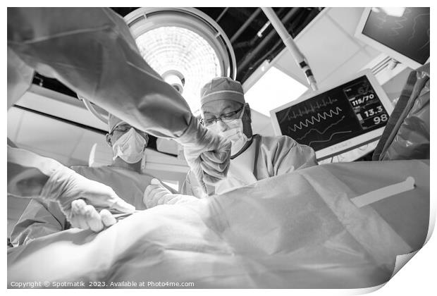Medical surgical team wearing scrub operating  Print by Spotmatik 