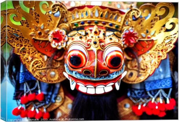 Balinese Barong traditional dancer ceremonial dragon mask Canvas Print by Spotmatik 