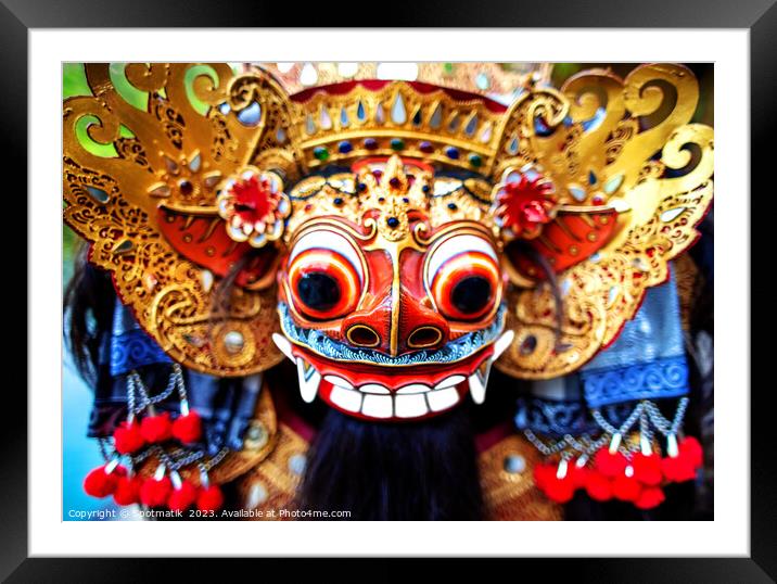 Balinese Barong traditional dancer ceremonial dragon mask Framed Mounted Print by Spotmatik 