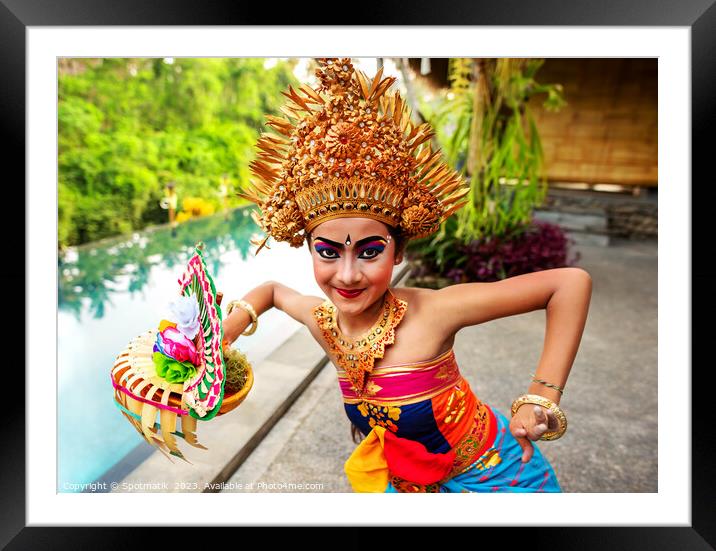 Portrait Indonesian Balinese young artistic dancer in costume Framed Mounted Print by Spotmatik 
