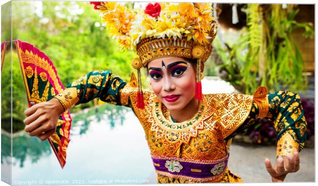 Portrait Balinese Legong dancer wearing jeweled dress Indonesia Canvas Print by Spotmatik 