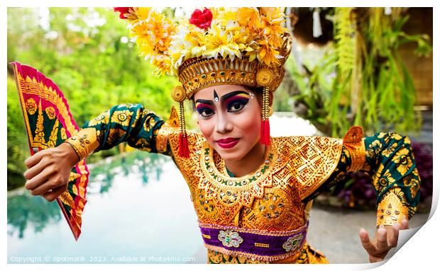 Portrait Balinese Legong dancer wearing jeweled dress Indonesia Print by Spotmatik 