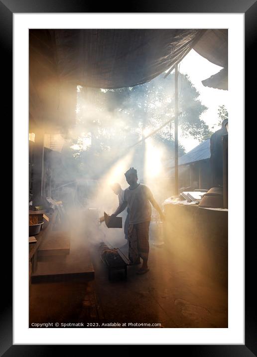 Indonesian outdoors Balinese traditional village cooking Framed Mounted Print by Spotmatik 