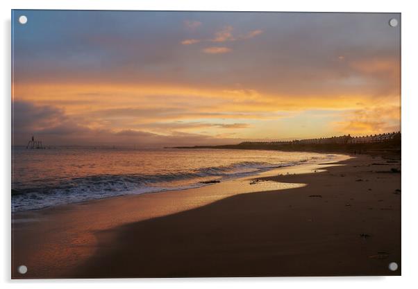 Sunset Over Newbiggin Bay Acrylic by John Ellis