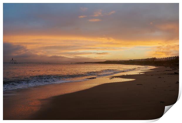 Sunset Over Newbiggin Bay Print by John Ellis