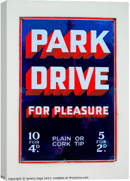 Vintage Park Drive Cigarette Sign Canvas Print by Jeremy Sage
