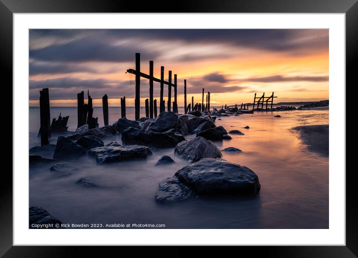 Majestic Sunrise at Happisburgh Beach Framed Mounted Print by Rick Bowden