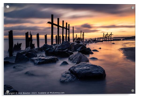 Majestic Sunrise at Happisburgh Beach Acrylic by Rick Bowden