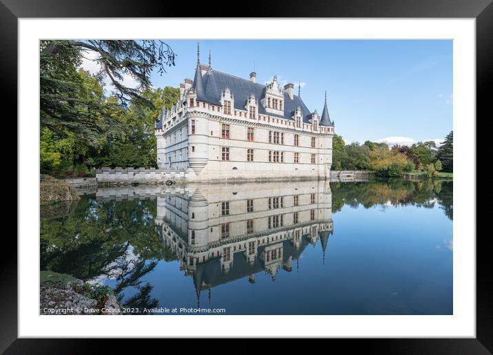 Reflections in the pond at Château d'Azay-le-Rideau Framed Mounted Print by Dave Collins