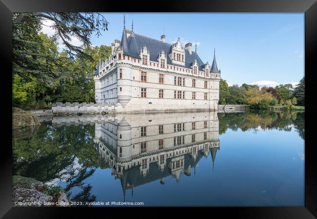 Reflections in the pond at Château d'Azay-le-Rideau Framed Print by Dave Collins