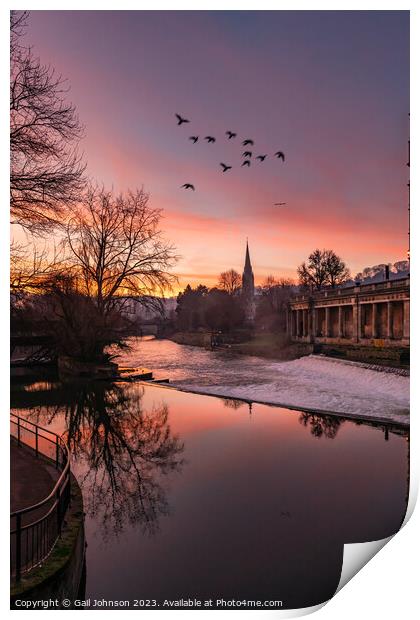 walking around Bath historic city centre at dawn  Print by Gail Johnson