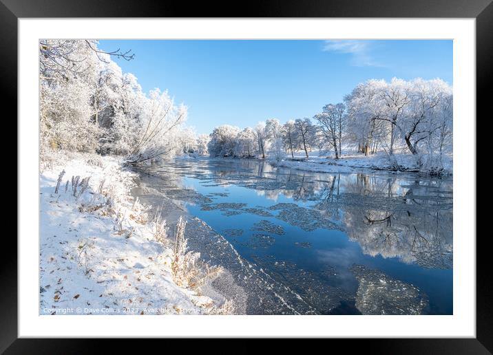 Outdoor Reflections of snow covered trees in the River Teviot, Scottish Borders, United Kingdom Framed Mounted Print by Dave Collins