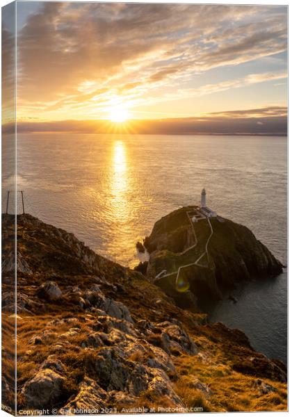 sunset at south stack lighthouse isle of Anglesey Canvas Print by Gail Johnson