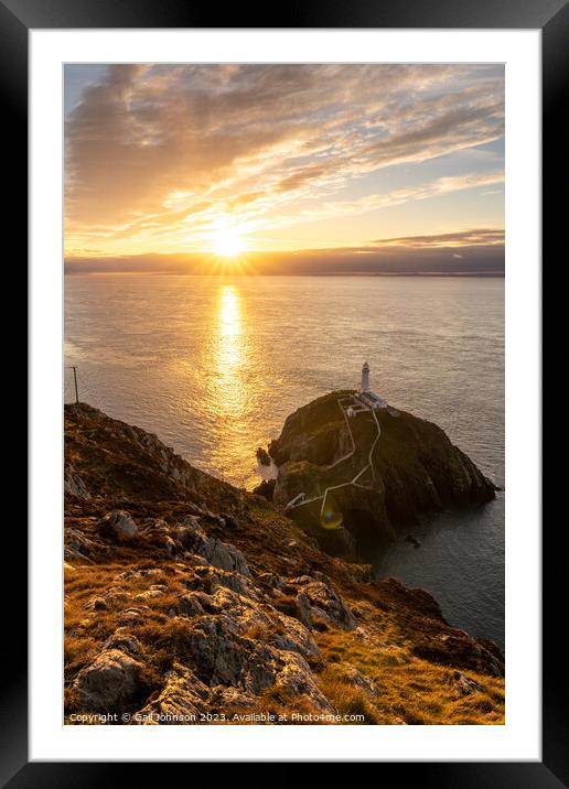 sunset at south stack lighthouse isle of Anglesey Framed Mounted Print by Gail Johnson