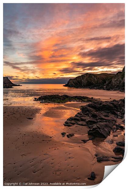 sunset at south stack lighthouse isle of Anglesey Print by Gail Johnson
