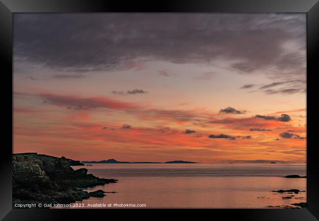 sunset at south stack lighthouse isle of Anglesey Framed Print by Gail Johnson