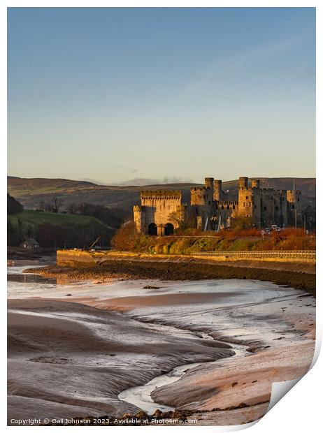 Conwy castle and town at sunrise North Wales  Print by Gail Johnson
