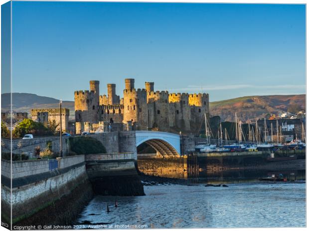 Conwy castle and town at sunrise North Wales  Canvas Print by Gail Johnson