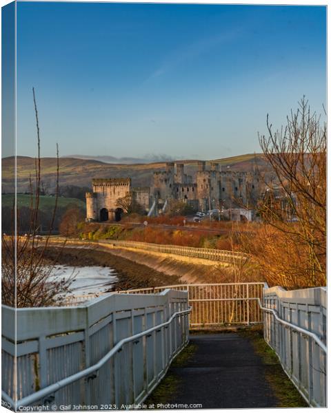 Conwy castle and town at sunrise North Wales  Canvas Print by Gail Johnson