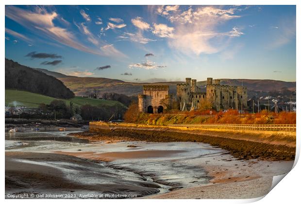 Conwy castle and town at sunrise North Wales  Print by Gail Johnson