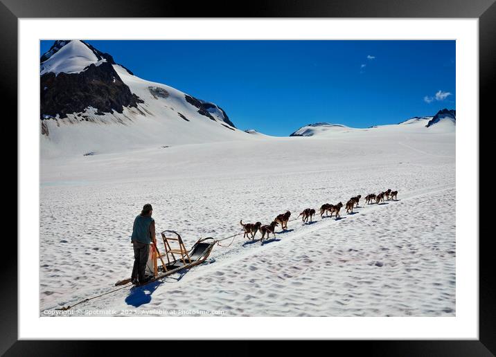 Aerial view tourist sledging tours Chugach Mountains Alaska Framed Mounted Print by Spotmatik 
