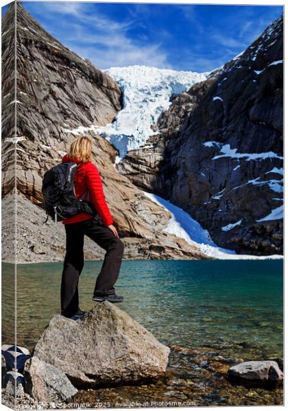 Young Caucasian female hiker outdoor adventure Canada Canvas Print by Spotmatik 