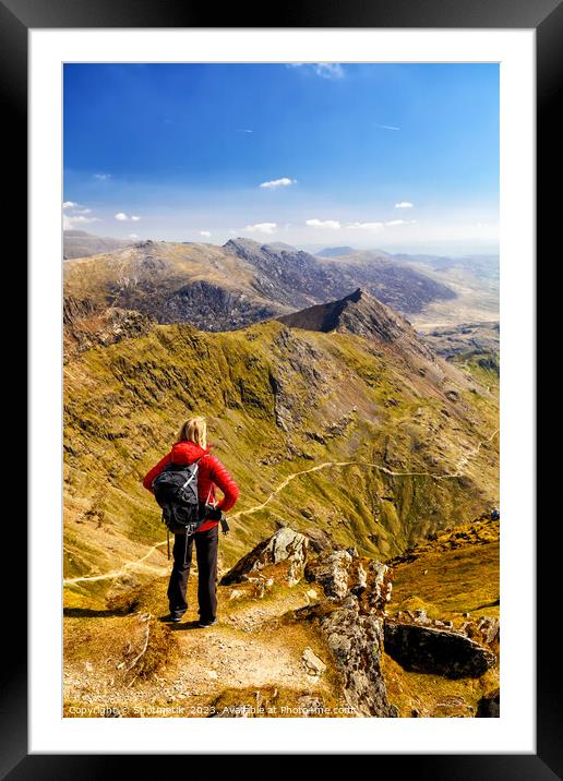 Snowdon scenic mountain scenery viewed by young female  Framed Mounted Print by Spotmatik 
