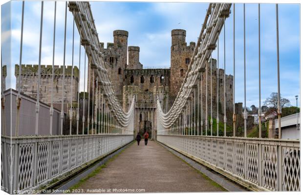 Conwy castle and town at sunrise North Wales  Canvas Print by Gail Johnson