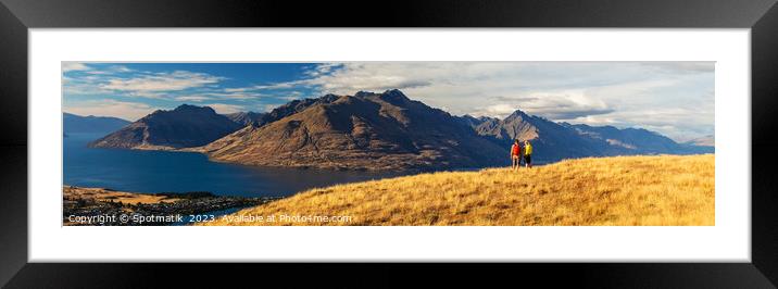 Lake Wakatipu panoramic adventure couple New Zealand outdoor Framed Mounted Print by Spotmatik 