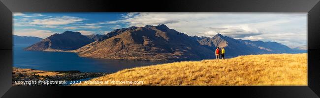 Lake Wakatipu panoramic adventure couple New Zealand outdoor Framed Print by Spotmatik 