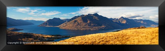 Panoramic Landscape view The Remarkables New Zealand Framed Print by Spotmatik 