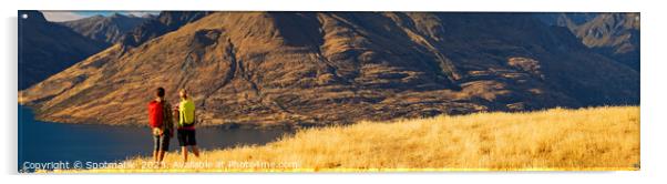 Panoramic backpackers outdoor hiking The Remarkables Acrylic by Spotmatik 