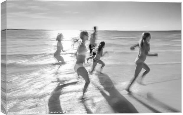 Caucasian family on tropical beach enjoying leisure Caribbean Canvas Print by Spotmatik 